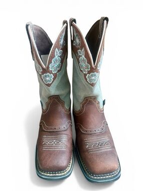 Justin Gypsy Embroidered Western Boots Brown Turquoise Size 7.5 Cowgirl